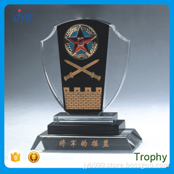 high quality custom black crystal trophy with decoration wording